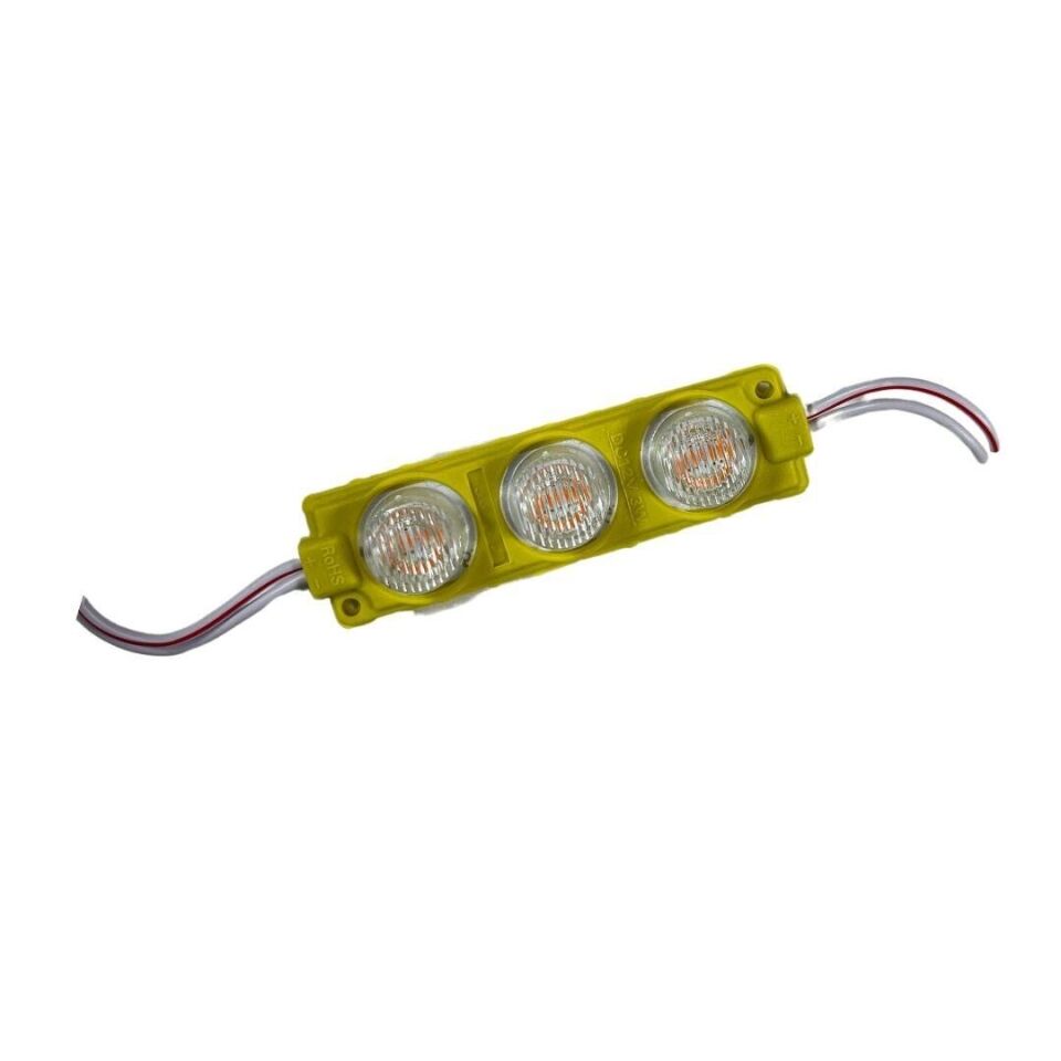 24 Volt Amber (Sarı) 3 Watt 3 lü Lensli 3030 Reklamcı Modül (10 Adet)