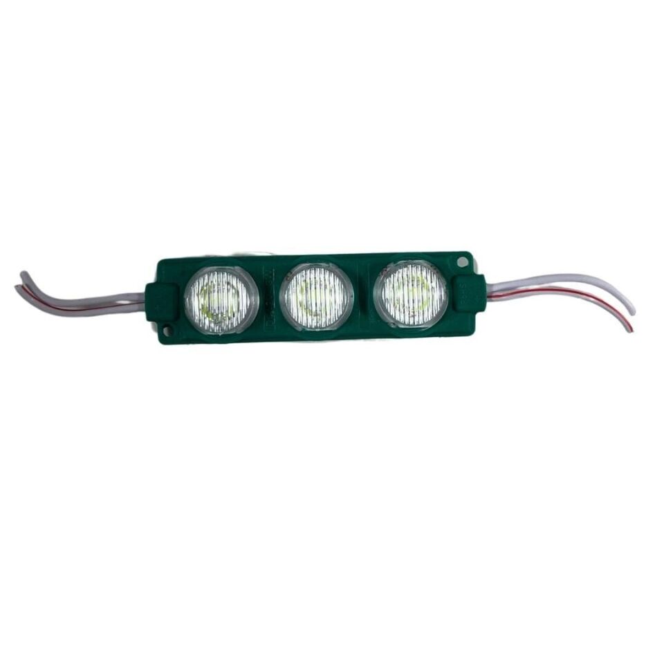 24 Volt Yeşil 3 Watt 3 lü Lensli 3030 Reklamcı Modül (10 Adet)