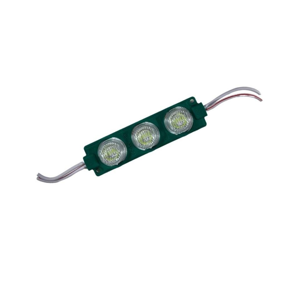24 Volt Yeşil 3 Watt 3 lü Lensli 3030 Reklamcı Modül (10 Adet)