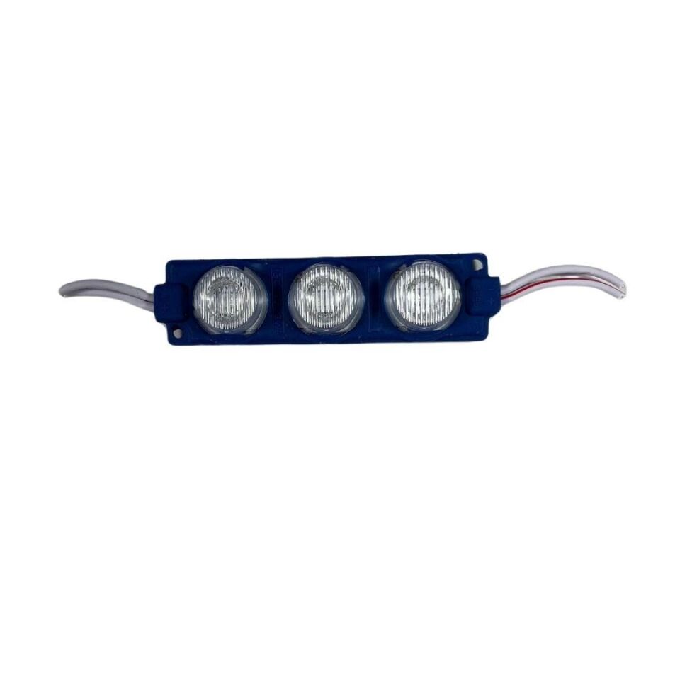 24 Volt  Mavi Watt 3 lü Lensli 3030 Reklamcı Modül (10 Adet)