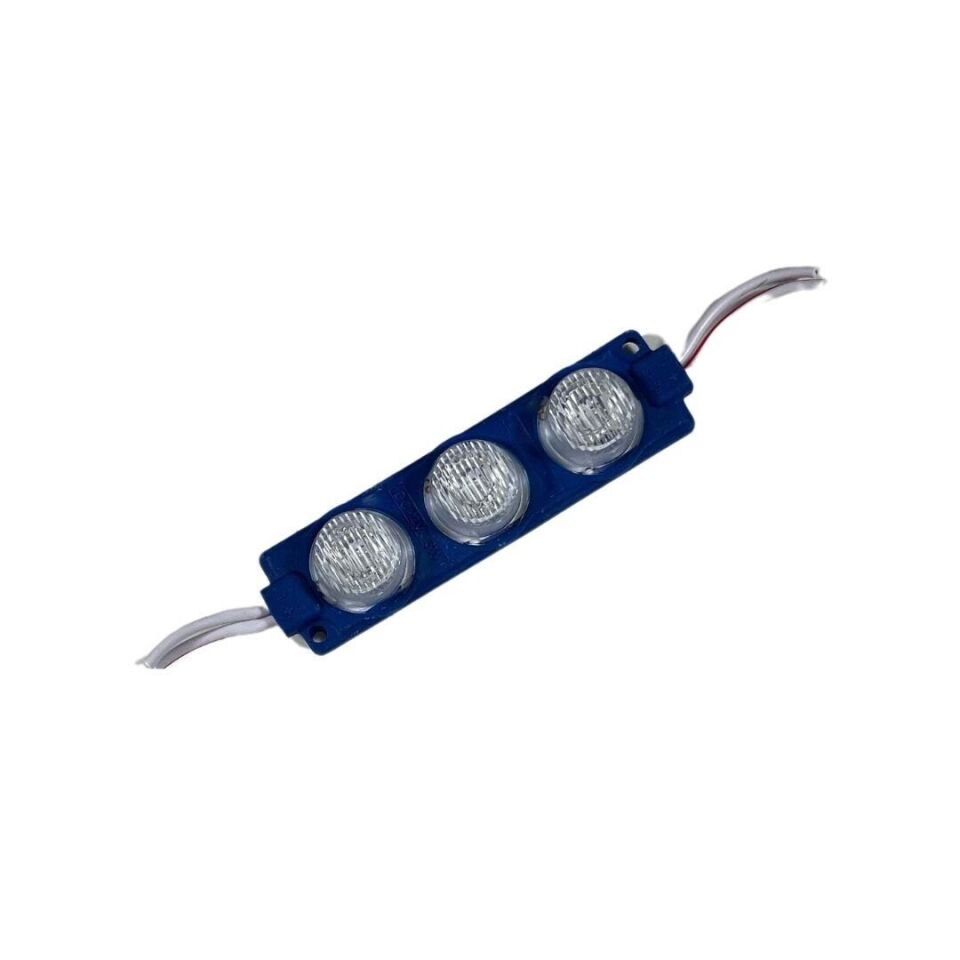 24 Volt  Mavi Watt 3 lü Lensli 3030 Reklamcı Modül (10 Adet)