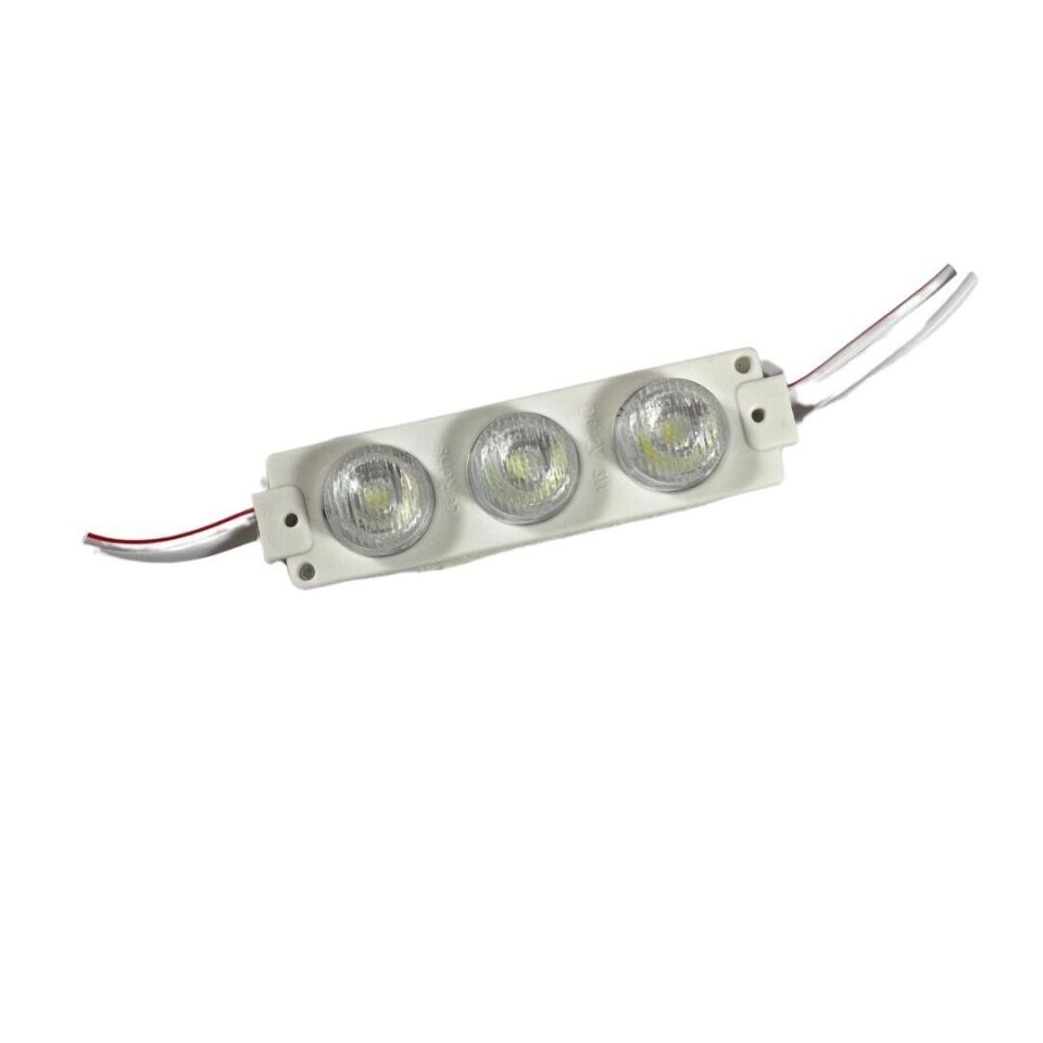 24 Volt Beyaz 3 Watt 3 lü Lensli 3030 Reklamcı Modül (10 Adet)