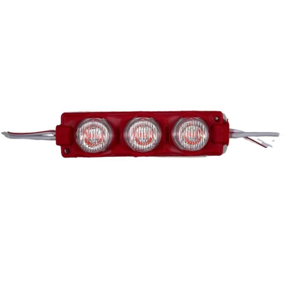 24 Volt Kırmızı 3 Watt 3 lü Lensli 3030 Reklamcı Modül (10 Adet)