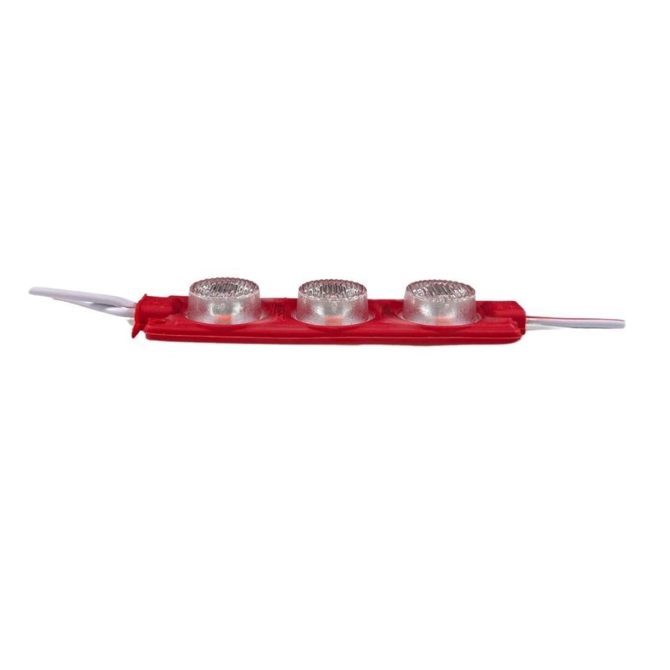 24 Volt Kırmızı 3 Watt 3 lü Lensli 3030 Reklamcı Modül (10 Adet)
