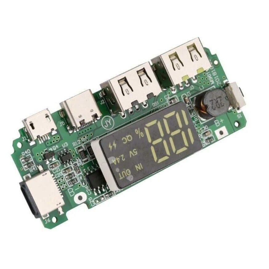 18650 Powerbank Şarj Kartı Çift USB 5V 2.4A Micro/Type-C/Lightning