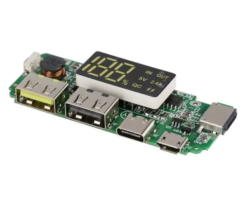 18650 Powerbank Şarj Kartı Çift USB 5V 2.4A Micro/Type-C/Lightning