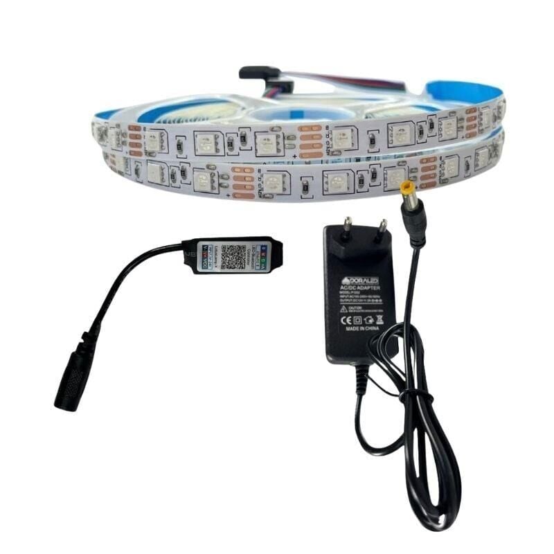 BLUETOOTH KONTROL RGB ŞERİT LED SET 5050 LEDLİ 3ÇİPLİ 5METRE IP20