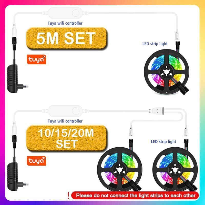 Tuya Destekli Wifi Kontrollü 5M RGB Şerit Led Set 5 Metre