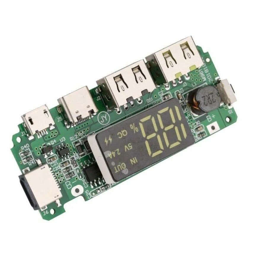 Çift USB 5V 2.4A Micro Type-C Powerbank Modülü - LEDs