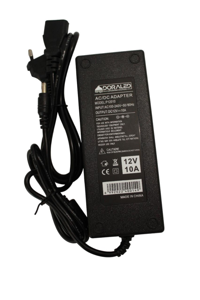 12 Volt 10 Amper Plastik Adaptör Laptop Tipi Adaptör  IP20 İç Mekan