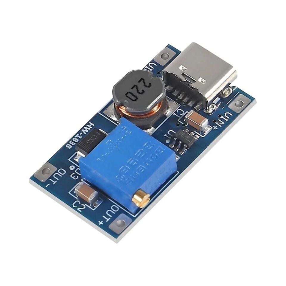 MT3608 2A Boost DC-DC Güç Modülü - Type-C Giriş