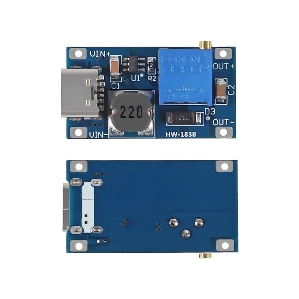 MT3608 2A Boost DC-DC Güç Modülü - Type-C Giriş