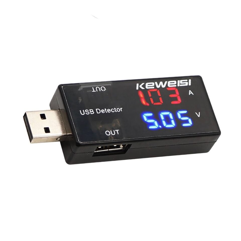 USB Akım ve Gerilim Test Cihazı, Volt-Amp Ölçer - 2 USB Çıkışlı
