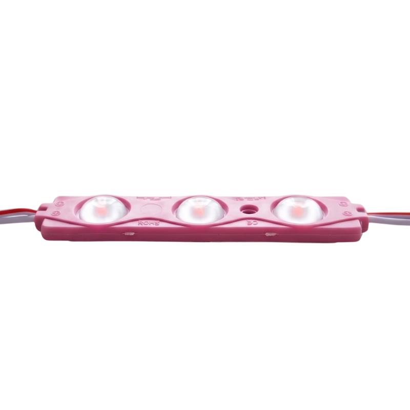 12 Volt Pembe 1,5 Watt 3 lü Büyük Lensli 2835 Reklamcı Modül (10 Adet)