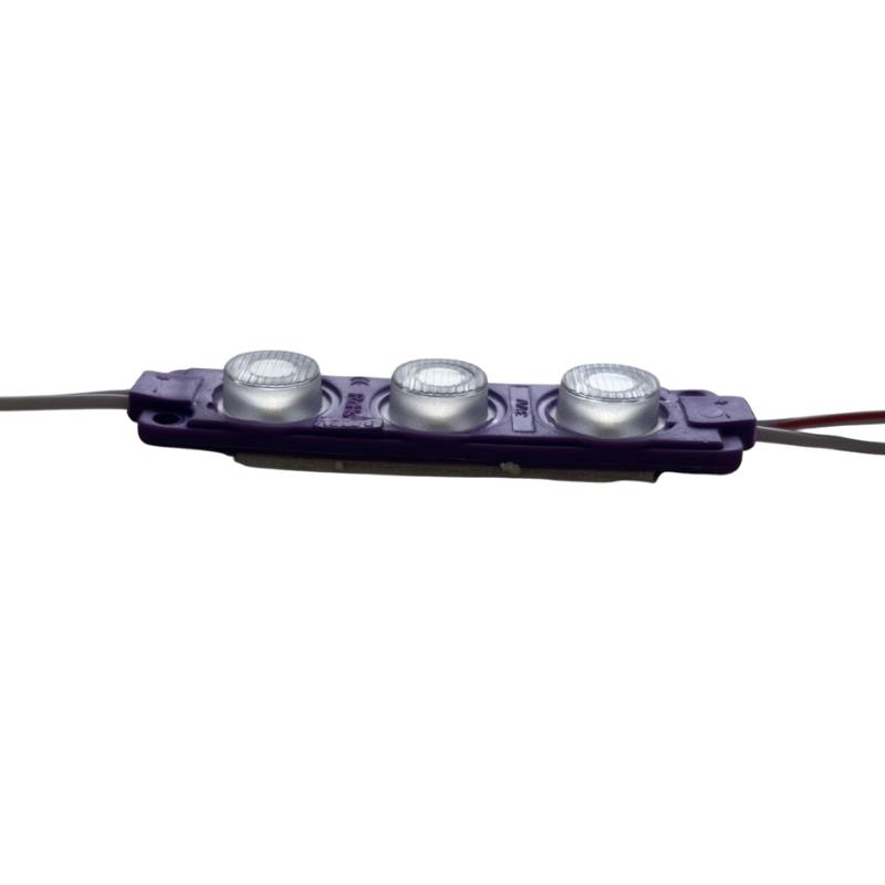 12 Volt Mor 3 Watt 3’lü Lensli 3030 Reklamcı Modül (10 Adet)