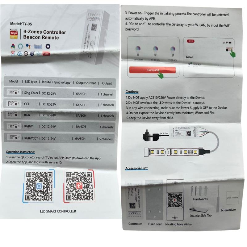 Tuya Destekli Wifi Kontrollü CCT-Tunable Şerit Led Kontrol Devresi 5-24V