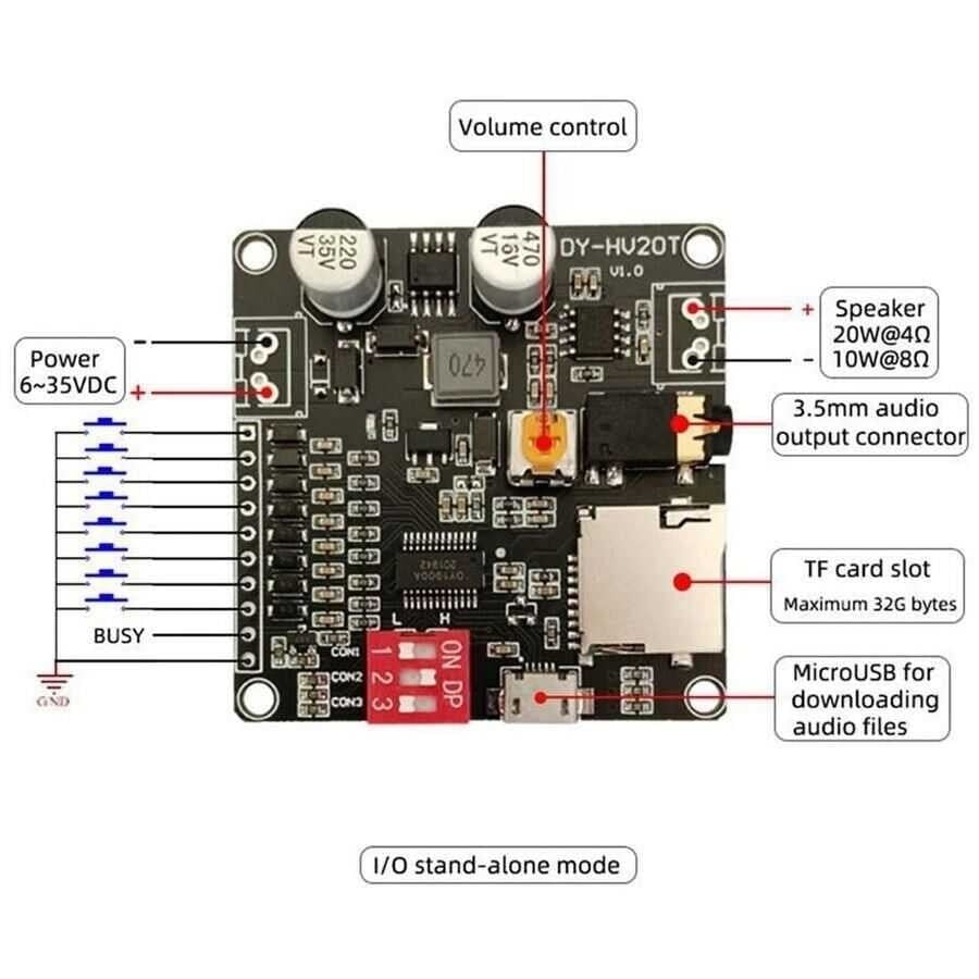 DY-HV20T MP3 Ses Oynatma Modülü