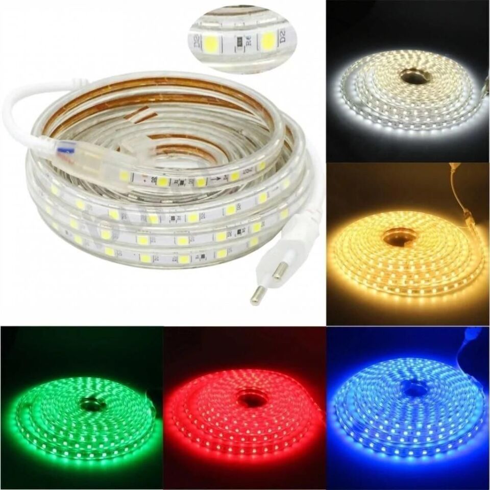 220 Volt Hortum Şerit Led Gün Işıgı 1 Metre  220V Led Aydınlatma + Fiş(1M)