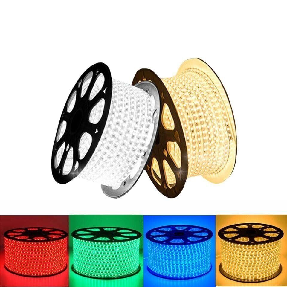 220 Volt Şerit Led 220V Kırmızı 50 Metre 3Çipli Silikonlu(Fiş Dahil)(50M)
