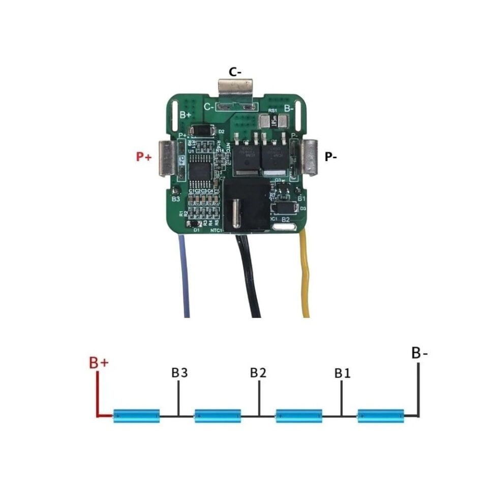 4S 20A Lityum Matkap BMS Kare Tip (NTC’li)