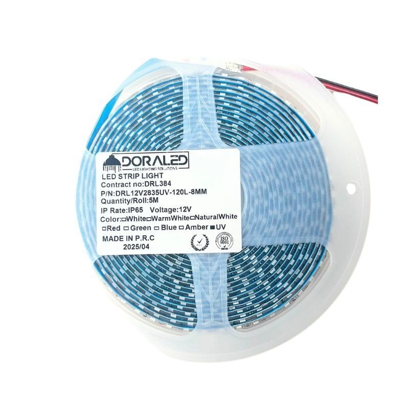 UV Şerit Led 12V 120 ledli 2835 Ledli Silikonlu Black Light 8MM (5Metre)