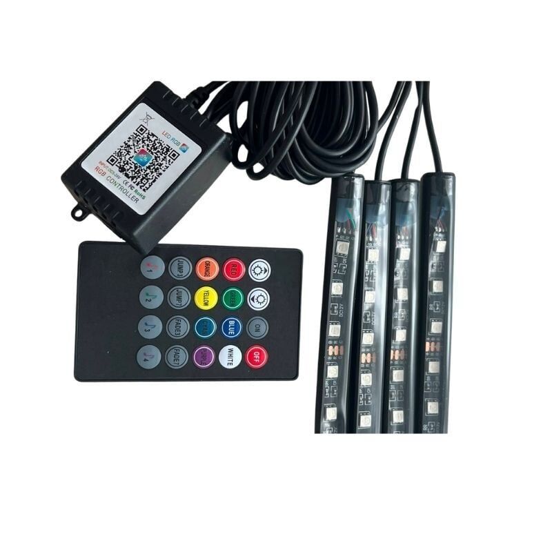 Araç Altı RGB Led Aydınlatma Şerit Led 4'Lü Set 90*120cm APP Kontrollü İP68 Su Geçirmez