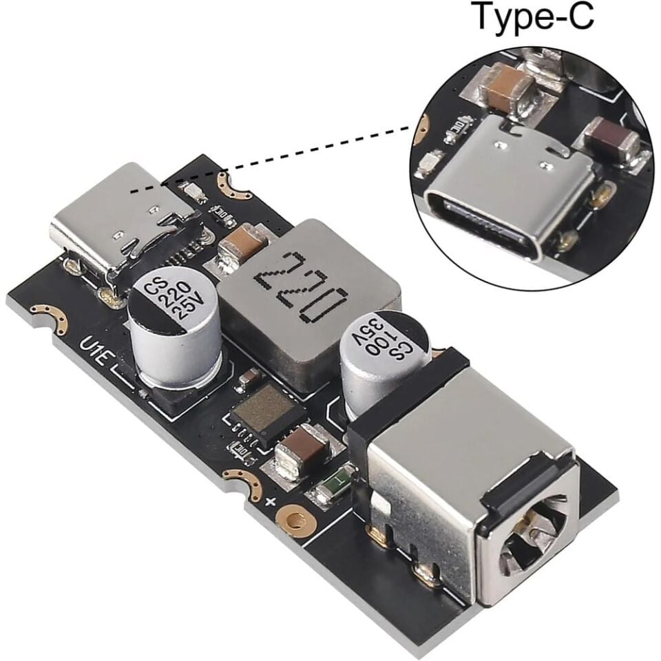 PD65W Type-C USB QC3.0 5V 9V 12V 20V Hızlı Şarj Modülü – 2.1x5.5 Jack