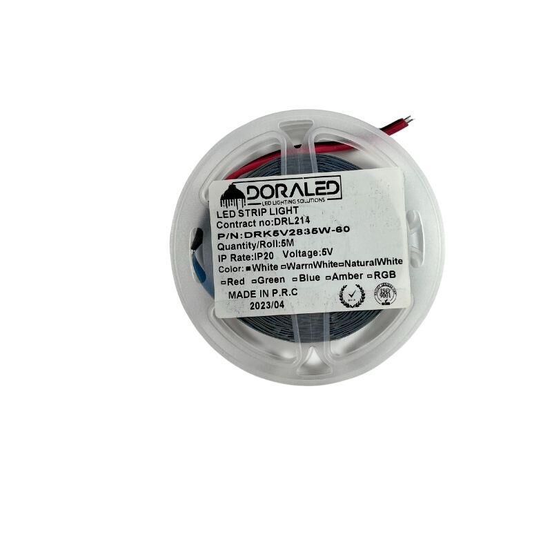 5V Şerit Led 2835 Beyaz 60 Led 8mm 5 Volt Şerit Led (IP20) (5 Metre)