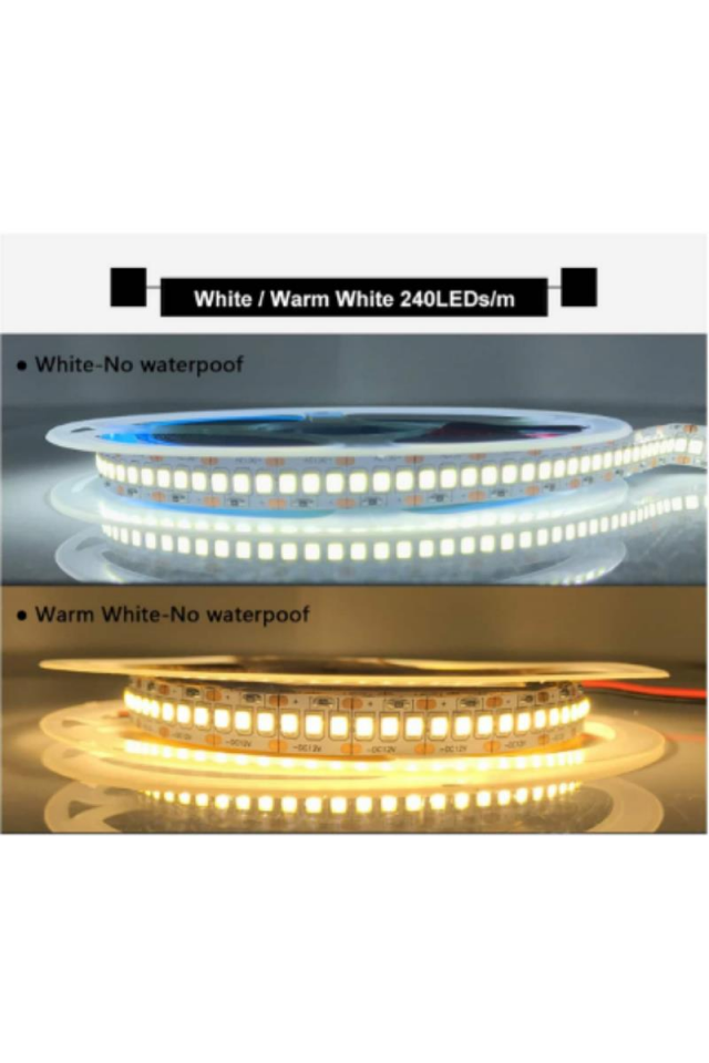 240 Ledli Sık Ledli 12V Natural Beyaz 4000K Şerit Led IP20 (5Metre)