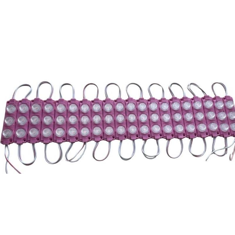 12 Volt Pembe 3 Watt 3’lü Lensli 3030 Reklamcı Modül (10 Adet)