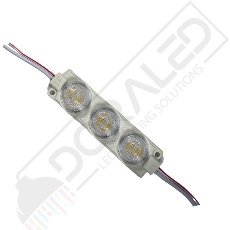 12 Volt GünIşığı 3 Watt 3 lü Lensli 3030 Reklamcı Modül (10 Adet)