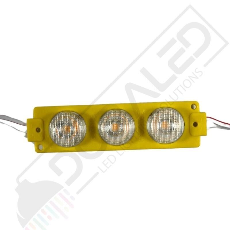 12 Volt Amber (Sarı) 3 Watt 3 lü Lensli 3030 Reklamcı Modül (10 Adet)