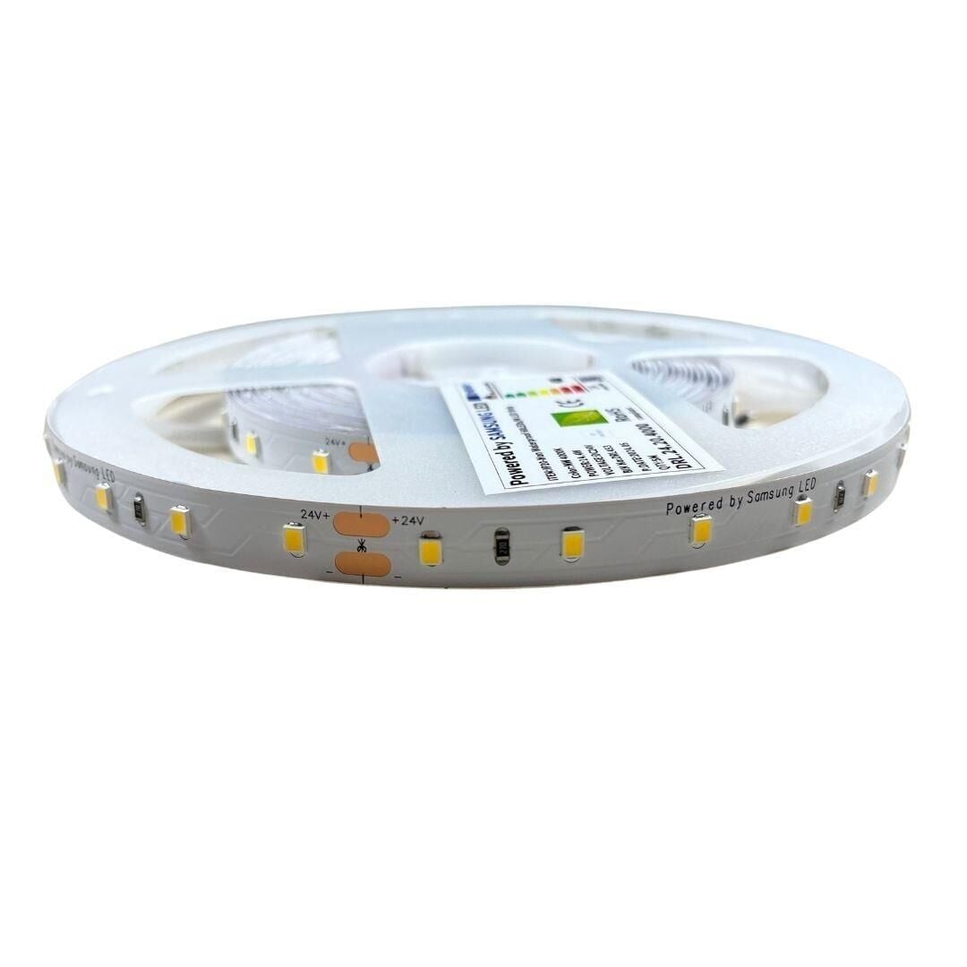 SAMSUNG ŞERİT LED SAMSUNG 60 LEDLİ 2835 SMD 4000K ŞERİT LED 24V 14.4W IP20 5m