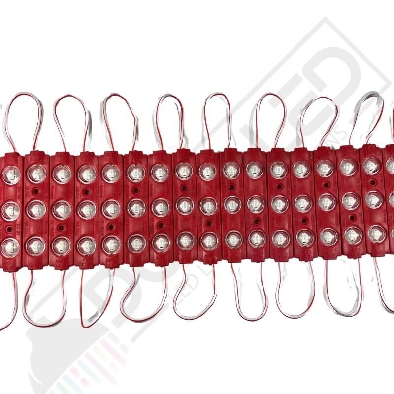 12 Volt Kırmızı 1,5 Watt 3 lü Lensli 2835 Reklamcı Modül (10 Adet)