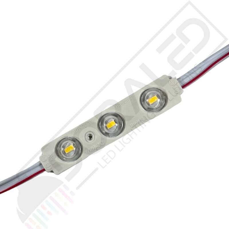12 Volt GünIşığı 1,5 Watt 3 lü Lensli 2835 Reklamcı Modül (10 Adet)