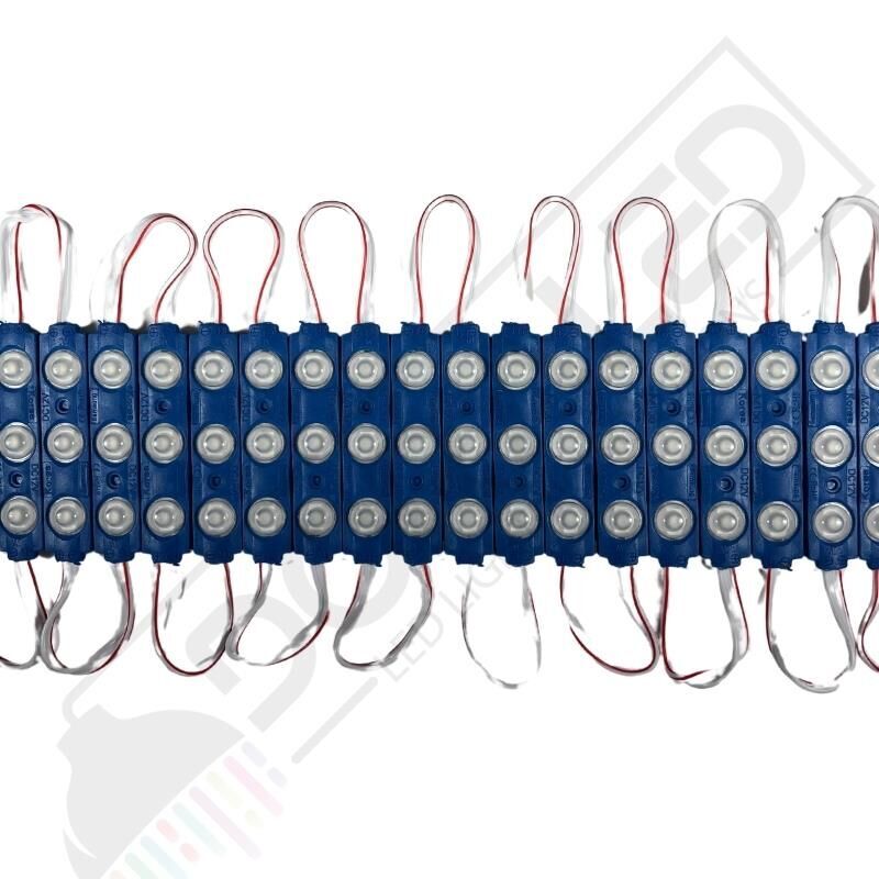 12 Volt Mavi 1,5 Watt 3 lü Lensli 2835 Reklamcı Modül (10 Adet)